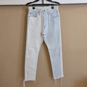 Levi's Two-Tone Skinny Jeans in Light Blue and White
